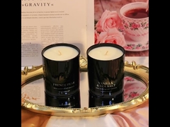 ขี้ผึ้งรักษาดอกไม้ฝาไม้คริสต์มาสเทียนหอมกล่องของขวัญสีดำสีเขียว