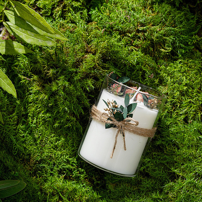 AROMA HOME Custom Luxury Private Label Gift Box Glass Jar Healing Crystal Spiritual Aromatherapy เทียนหอมถั่วเหลือง