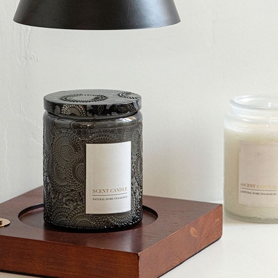AROMA HOME เทียนหอมขวดแก้วลายนูนออร์แกนิกพร้อมกล่องของขวัญ