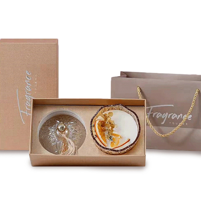 Aroma Home Paraffin Soy Wax เทียนหอมน้ำมันอโรมาแก้วสีเหลืองอำพันพร้อมฝา