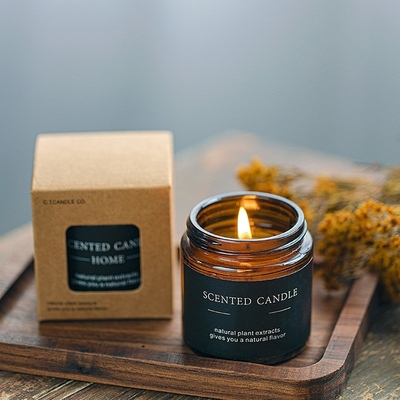 เทียนหอมหรูหราแก้วสีน้ำตาล Velas ดอกไม้ Healing Crystal