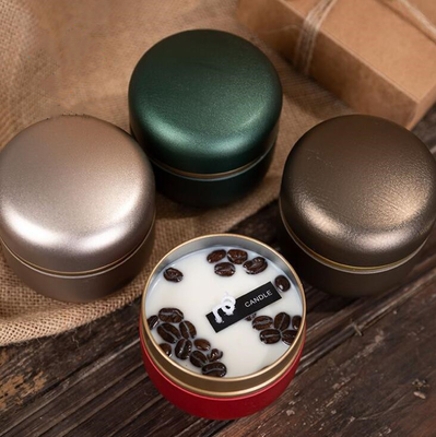OEM ขี้ผึ้งถั่วเหลือง Frosted เมล็ดกาแฟกระป๋องเทียน 10cl สำหรับคริสต์มาส