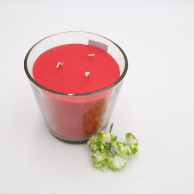Aroma Home เทียนพาราฟินสีแดงเรียบง่ายแบบกำหนดเองในแก้วเอียง