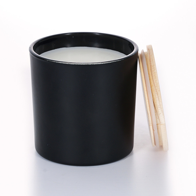 400g ตัวอย่างฟรีฝาโลหะสีดำขวดโหลแก้วเทียนหอม 10*10cm