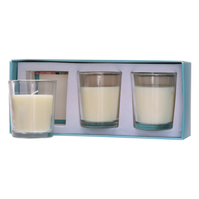 Aroma Home เทียนแก้วอโรมาเธอราพีแบบกำหนดเองสีขาว 70g * 3 สำหรับงานแต่งงานวันเกิด