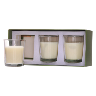 Aroma Home เทียนแก้วอโรมาเธอราพีแบบกำหนดเองสีขาว 70g * 3 สำหรับงานแต่งงานวันเกิด