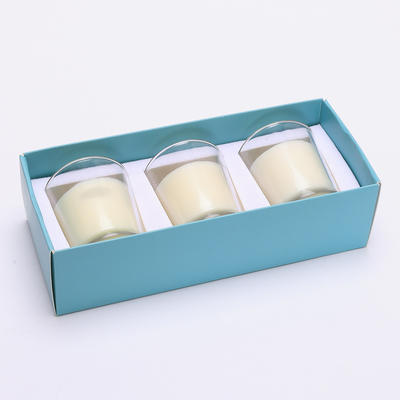 Aroma Home เทียนแก้วอโรมาเธอราพีแบบกำหนดเองสีขาว 70g * 3 สำหรับงานแต่งงานวันเกิด