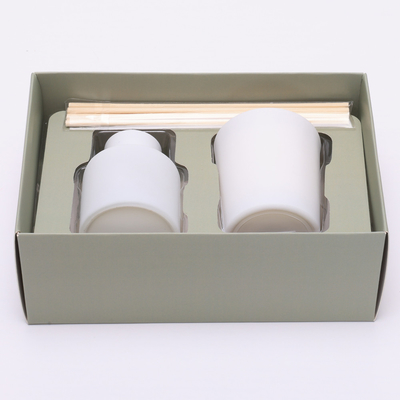 50ml Matte White Bottle Reed Diffuser Set พร้อมเทียนหอมฝาไม้