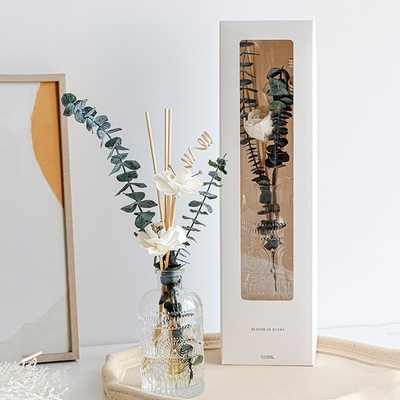 Embossed Flower Fragrance Air Fresheners Natural Reed Diffuser 100ml for Office