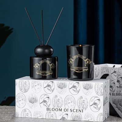 ขวดขวดสีขาวสีดำชุดของขวัญน้ำหอมกลิ่นธรรมชาติ Reed Diffuser