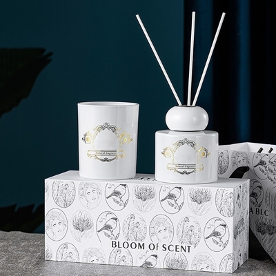 ขวดขวดสีขาวสีดำชุดของขวัญน้ำหอมกลิ่นธรรมชาติ Reed Diffuser