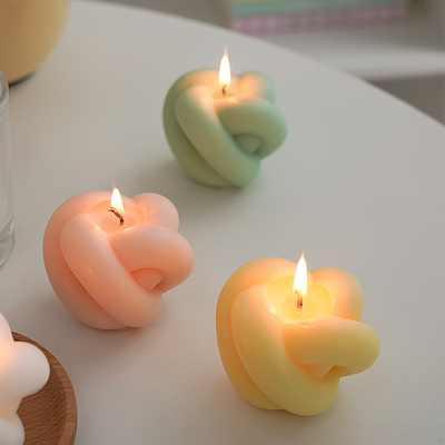 AROMA HOME ของตกแต่งบ้านแฮนด์เมดน่ารัก เกลียวเล็ก Magic Ball Knot Shape กลิ่นขี้ผึ้งถั่วเหลืองแกะสลักเทียน