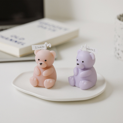 AROMA HOME เทียนหอมแฮนด์เมด 3 มิติรูปหมีแกะสลักสีสันสดใสสำหรับอุปกรณ์ตกแต่งบ้าน