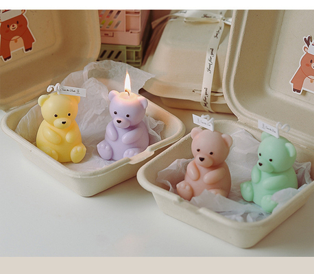 AROMA HOME เทียนหอมแฮนด์เมด 3 มิติรูปหมีแกะสลักสีสันสดใสสำหรับอุปกรณ์ตกแต่งบ้าน