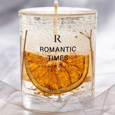 AROMA HOME Decor ดอกไม้กลิ่นเยลลี่เทียนหอมหรูหราฉลากส่วนตัวเจลขี้ผึ้งถั่วเหลืองเทียนหอมในขวดแก้ว