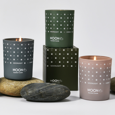 AROMA HOME Custom Luxury Nordic งานแต่งงานวันแม่ Moon กลิ่นหอมไร้ควันขี้ผึ้งถั่วเหลืองน้ำมันหอมระเหยเทียนหอมในแก้ว