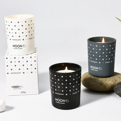 AROMA HOME Natural Christmas ใช้กันอย่างแพร่หลาย Gradient สไตล์นอร์ดิกขี้ผึ้งถั่วเหลืองขวดแก้วเทียนหอมพร้อมกล่องพับ