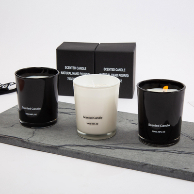AROMA HOME ขายส่งเทียนแก้วหอมหรูหราฉลากส่วนตัวสีดำสีขาวคุณภาพสูง