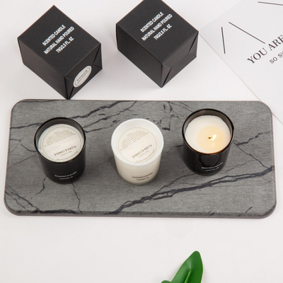 AROMA HOME ขายส่งเทียนแก้วหอมหรูหราฉลากส่วนตัวสีดำสีขาวคุณภาพสูง