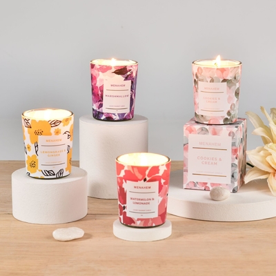 AROMA HOME ขายส่งชุดของขวัญของใช้ในครัวเรือนสุดหรู Custom Creative Flower Fragrance Glass Jar Soy Wax Scented Candle