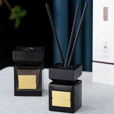ปรับแต่ง Air Freshening ตกแต่งบ้าน Fragrance Oil Stick Black Glass Reed Diffuser