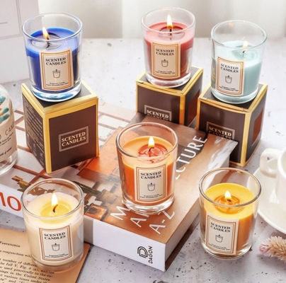 AROMA HOME Luxury Private Label Custom Aromatherapy Nordic Ins Fragrance Scented Soy Wax Clear Jar เทียนพร้อมกล่องของขวัญ
