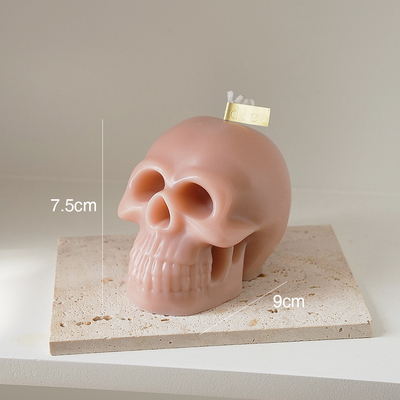 ขายส่งของตกแต่งบ้านวันฮาโลวีน Fragrance Private Label ความแปลกใหม่ Skull Shaped Soy Wax Scented Craft Candle