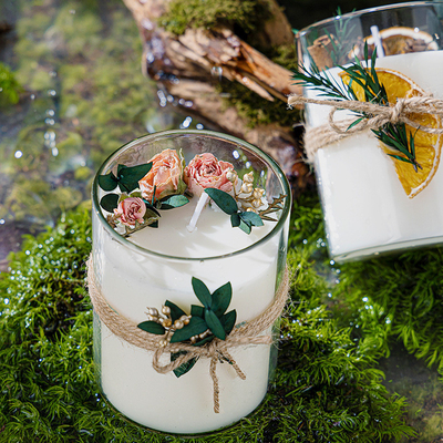 AROMA HOME Custom Luxury Private Label Gift Box Glass Jar Healing Crystal Spiritual Aromatherapy เทียนหอมถั่วเหลือง