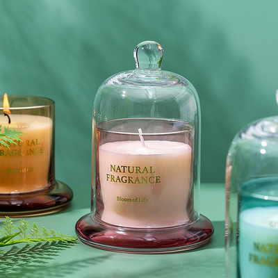 ฉลากสต็อก Custom Rose Amber Ebony Fresh Spring Cream Coffee Big Size Wax Scented Candles In Jar With Bell Lid