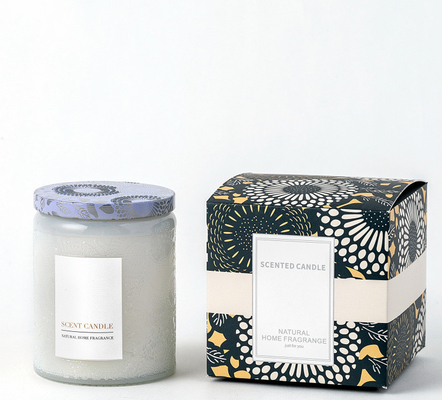AROMA HOME เทียนหอมขวดแก้วลายนูนออร์แกนิกพร้อมกล่องของขวัญ