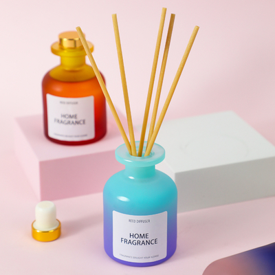 ขวดน้ำมันหอมระเหยอโรม่า Air Fresh Bedroom Glass Bottle Flower Reed Diffuser