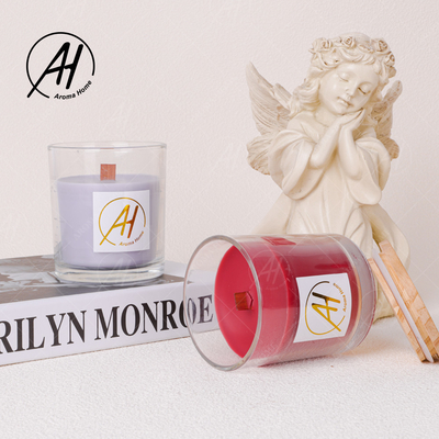 ขวดแก้วฝาไม้ Home Dor Custom Soy Wax Scented Candles Private Label 8OZ