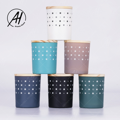AROMA HOME ขวดแก้วฝาไม้ไร้ควันเทียนขี้ผึ้งถั่วเหลืองฉลากส่วนตัว 5.5OZ 7OZ 8OZ