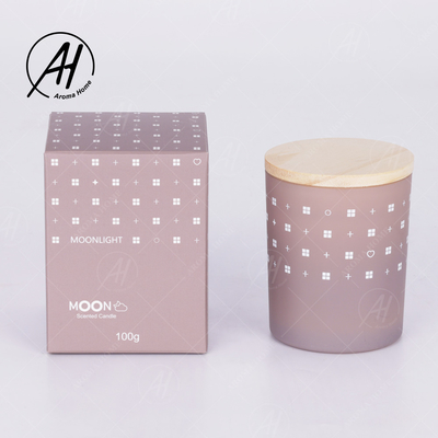 AROMA HOME ขวดแก้วฝาไม้ไร้ควันเทียนขี้ผึ้งถั่วเหลืองฉลากส่วนตัว 5.5OZ 7OZ 8OZ