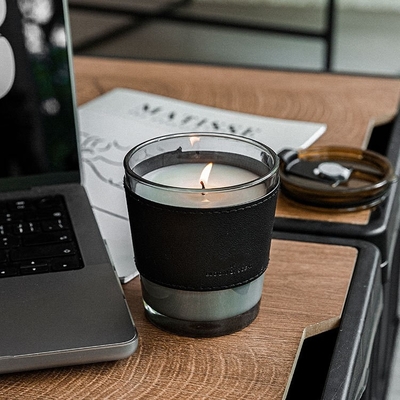 AROMA HOME ขวดแก้วกาแฟสีดำหรูหราเทียนหอมขี้ผึ้งถั่วเหลือง