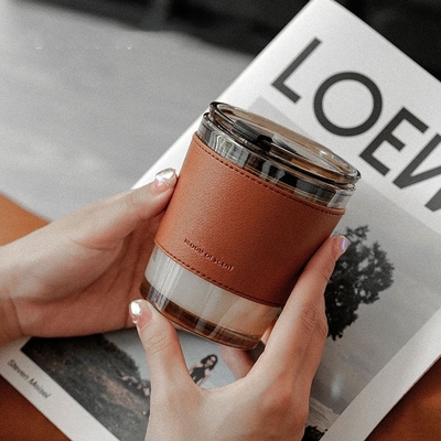 AROMA HOME ขวดแก้วกาแฟสีดำหรูหราเทียนหอมขี้ผึ้งถั่วเหลือง
