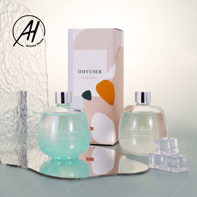 Cool Summer Bubble Glass Bottle Sliver Lid Fiber Stick Reed Diffuser ชุดน้ำมันหอมระเหย