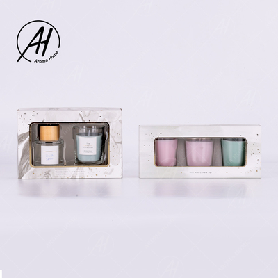 Aromatherapy Party Mini Home Glass Jar Soy Wax Scent Candle Colorful Gift Set 5.5OZ 3PCS