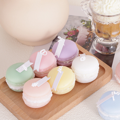Private Label Fruit Aroma Mini Soy Wax Macaron เทียนทำมือสำหรับห้องน้ำ