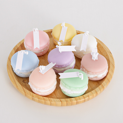 Private Label Fruit Aroma Mini Soy Wax Macaron เทียนทำมือสำหรับห้องน้ำ