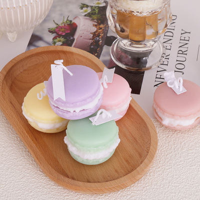 Private Label Fruit Aroma Mini Soy Wax Macaron เทียนทำมือสำหรับห้องน้ำ