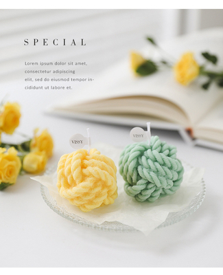จุดเทียนหอมทำมือ Diy เทียนทำด้วยผ้าขนสัตว์ขนาดเล็ก Yarn Ball Shaped Art Candles