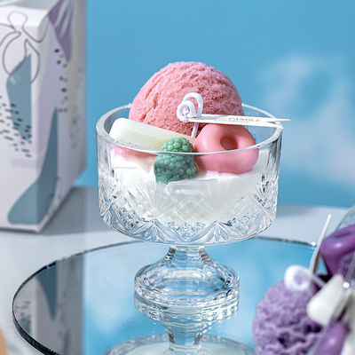 เทียนหอมขี้ผึ้งถั่วเหลืองฉลากส่วนตัวขนาดเล็ก 140g เทียนหอมไอศกรีมในกล่อง