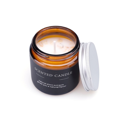 เทียนหอมหรูหราแก้วสีน้ำตาล Velas ดอกไม้ Healing Crystal