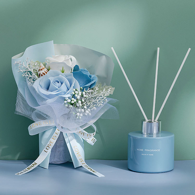 น้ำมันหอมระเหยกลิ่นดอกไม้ขวดแก้วระงับกลิ่นกายอากาศสดชื่น Reed Diffuser