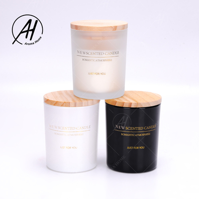 น้ำมันหอมระเหยน้ำหอมขนาดใหญ่ขวดแก้วเคลือบสีดำสีขาว 100% เทียนสปาขี้ผึ้งถั่วเหลือง