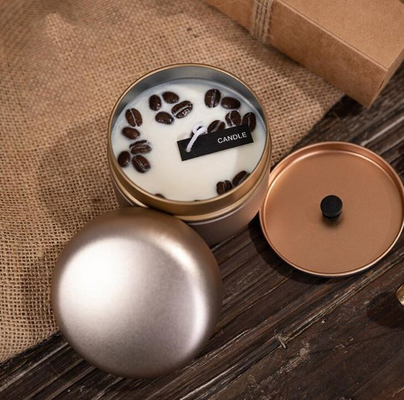 OEM ขี้ผึ้งถั่วเหลือง Frosted เมล็ดกาแฟกระป๋องเทียน 10cl สำหรับคริสต์มาส