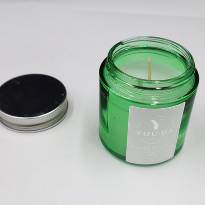 ขี้ผึ้งถั่วเหลืองหอมโฮมเมด Mason Jar Candles น้ำมันมะพร้าวในแก้วสีเขียว