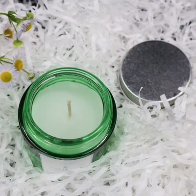 ขี้ผึ้งถั่วเหลืองหอมโฮมเมด Mason Jar Candles น้ำมันมะพร้าวในแก้วสีเขียว
