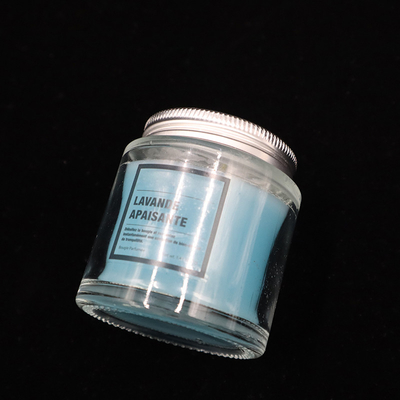 12 ออนซ์ Homemade Blue Glass Jam Jar Candles กลิ่นลาเวนเดอร์สำหรับห้องน้ำในห้องนอน